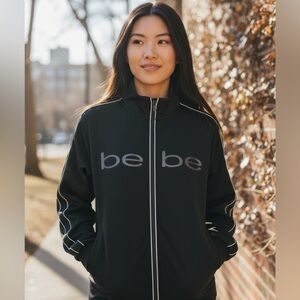 Bebe Sport Black Zip Up Jacket Athletic Track Style Size M